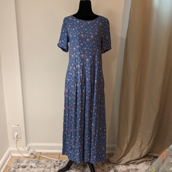 Laura Ashley | Dresses | Vintage 99s Laura Ashley Blue Floral Maxi ...